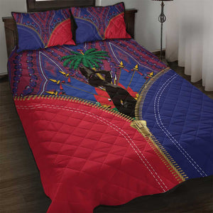 Afro Haiti Heritage Month Quilt Bed Set Zipper Stylized
