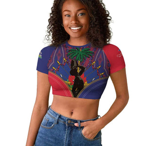 Afro Haiti Heritage Month Raglan Cropped T shirt Zipper Stylized