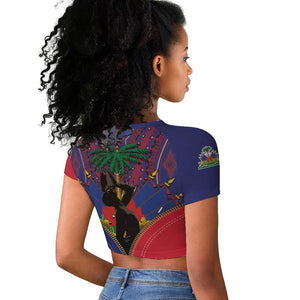Afro Haiti Heritage Month Raglan Cropped T shirt Zipper Stylized