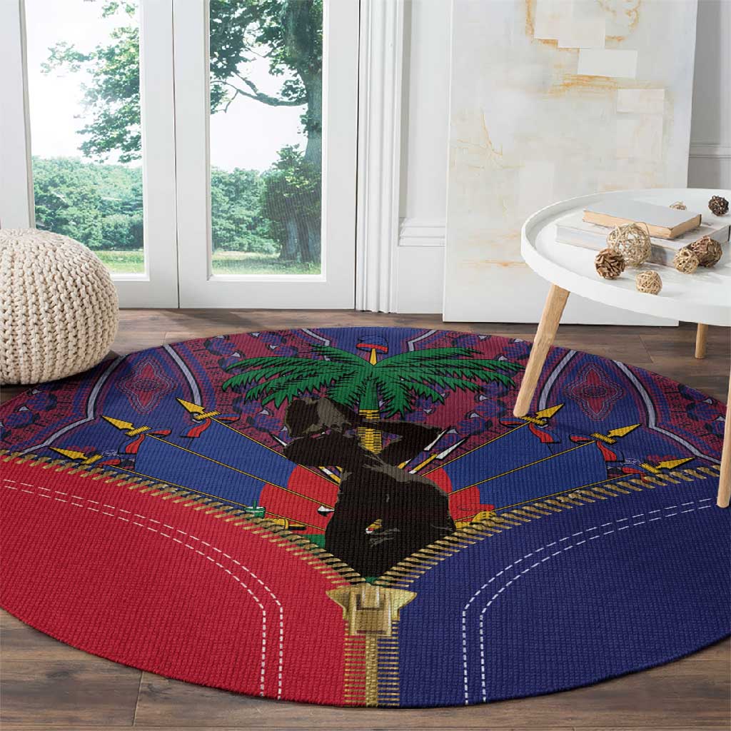 Afro Haiti Heritage Month Round Carpet Zipper Stylized