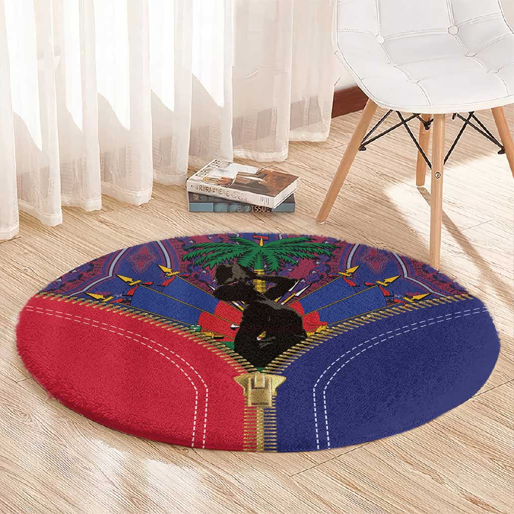 Afro Haiti Heritage Month Round Carpet Zipper Stylized