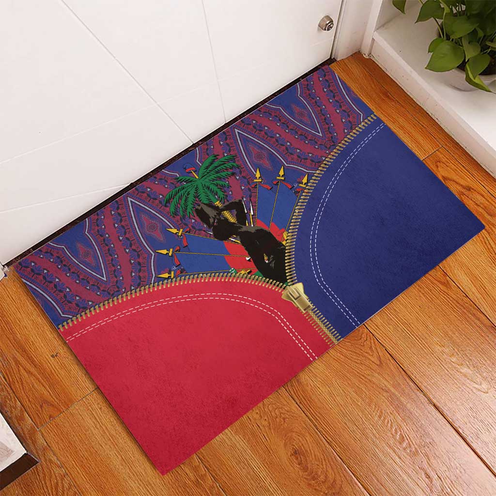 Afro Haiti Heritage Month Rubber Doormat Zipper Stylized