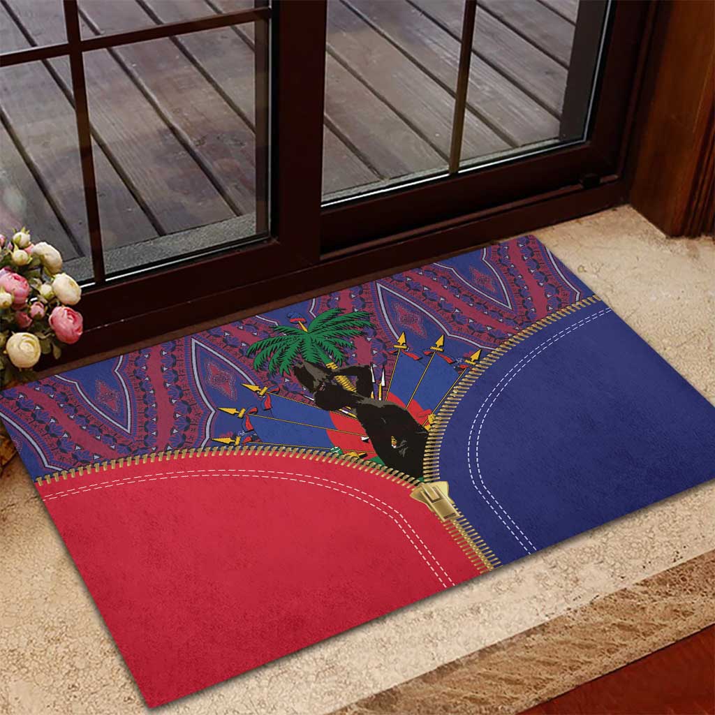 Afro Haiti Heritage Month Rubber Doormat Zipper Stylized