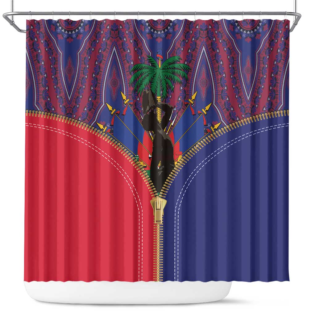Afro Haiti Heritage Month Shower Curtain Zipper Stylized
