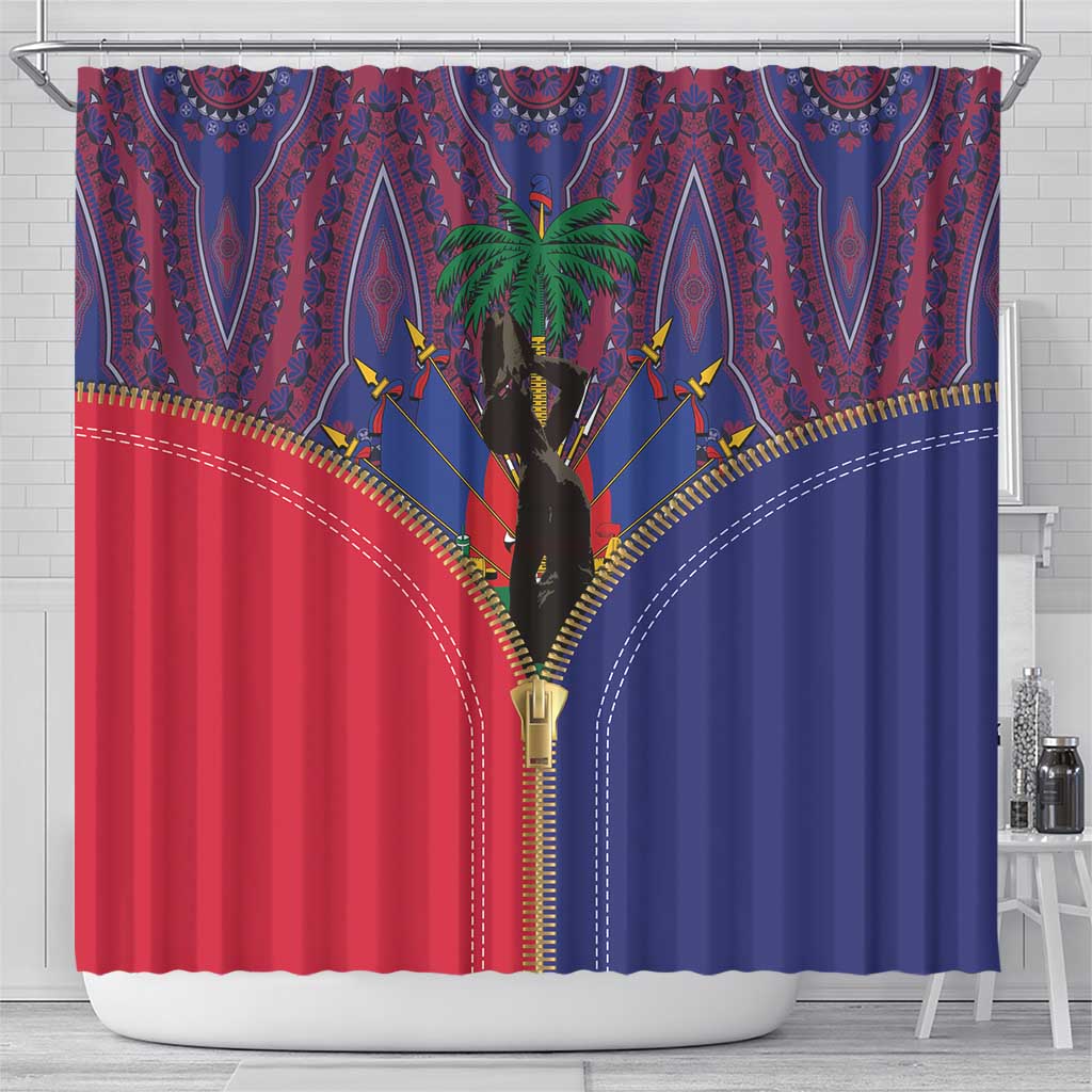 Afro Haiti Heritage Month Shower Curtain Zipper Stylized