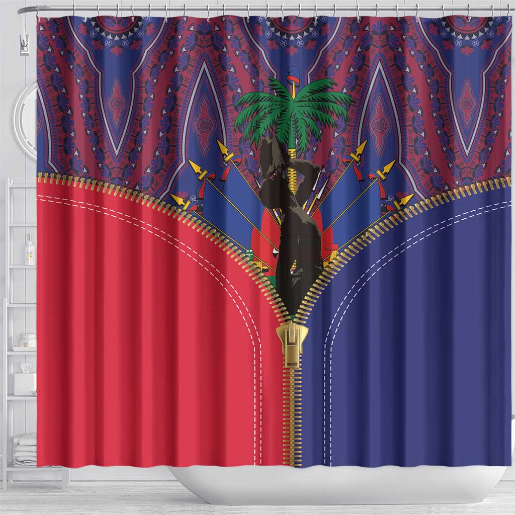 Afro Haiti Heritage Month Shower Curtain Zipper Stylized