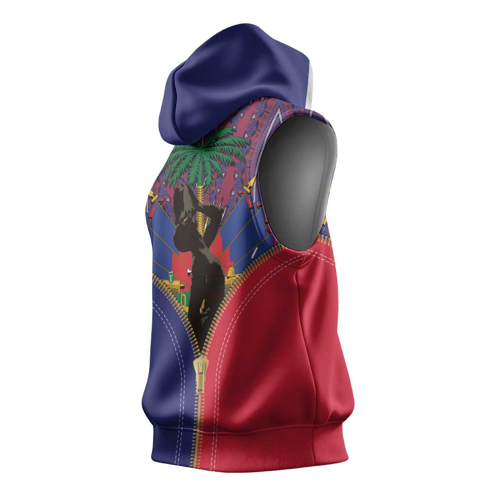 Afro Haiti Heritage Month Sleeveless Hoodie Zipper Stylized - African Pride