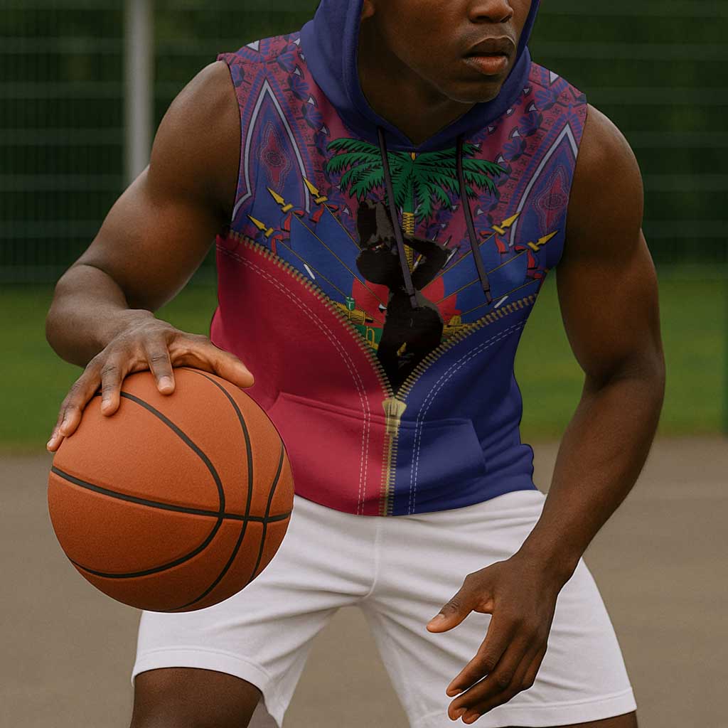 Afro Haiti Heritage Month Sleeveless Hoodie Zipper Stylized - African Pride