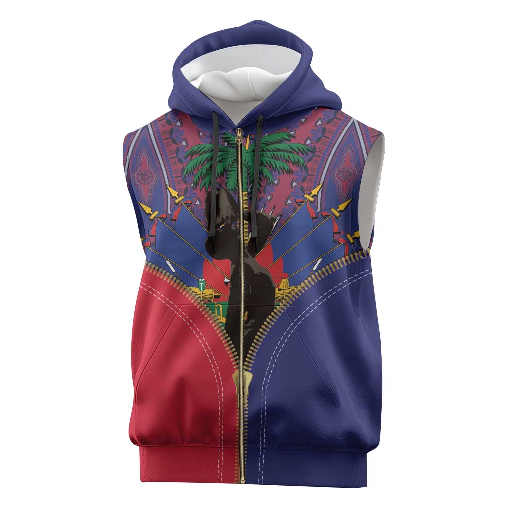 Afro Haiti Heritage Month Sleeveless Zip Hoodie Zipper Stylized - African Pride