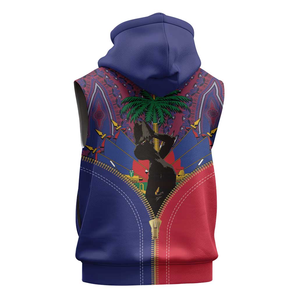 Afro Haiti Heritage Month Sleeveless Zip Hoodie Zipper Stylized - African Pride