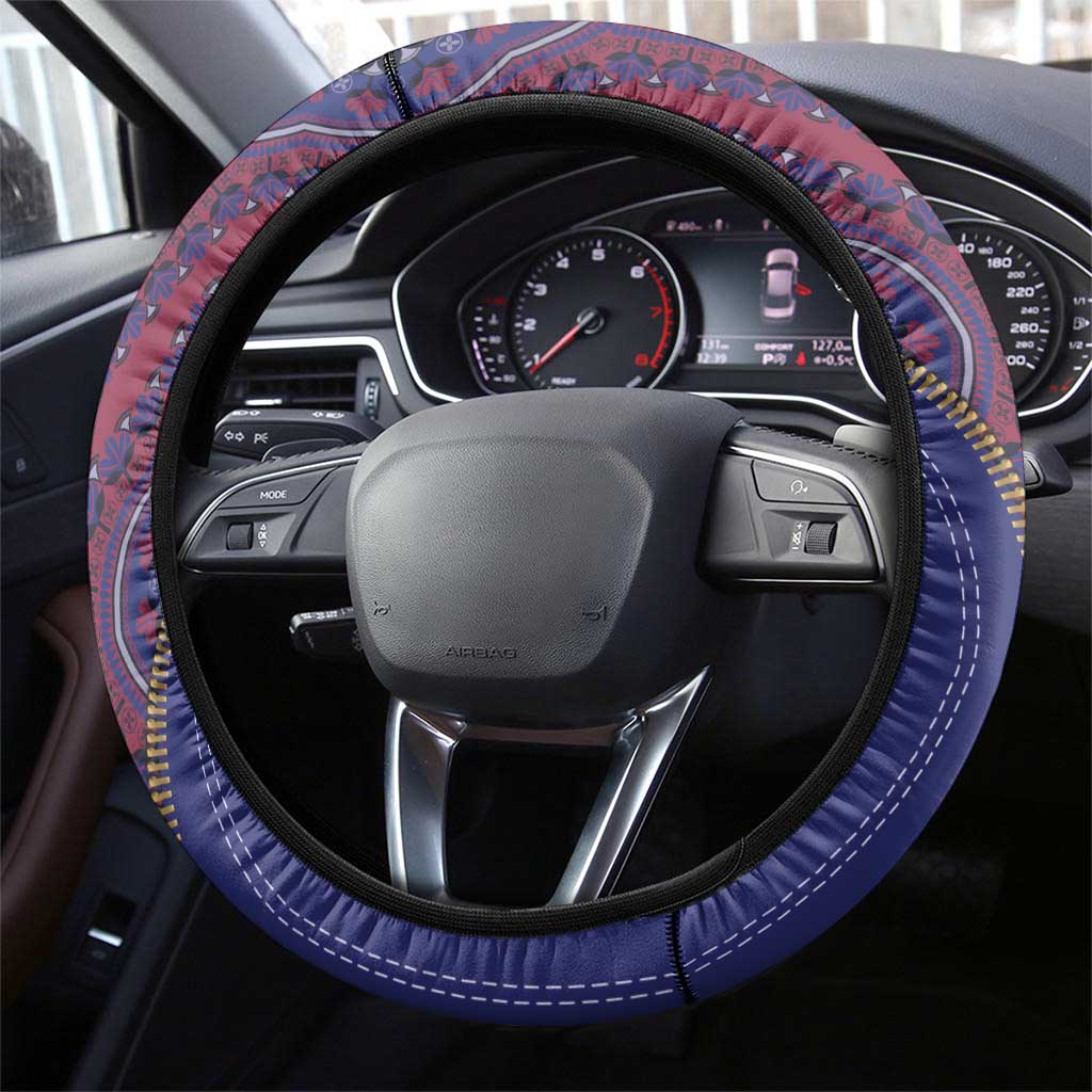 Afro Haiti Heritage Month Steering Wheel Cover Zipper Stylized