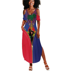 Afro Haiti Heritage Month Summer Maxi Dress Zipper Stylized