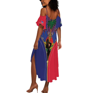 Afro Haiti Heritage Month Summer Maxi Dress Zipper Stylized