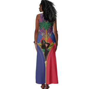 Afro Haiti Heritage Month Tank Maxi Dress Zipper Stylized
