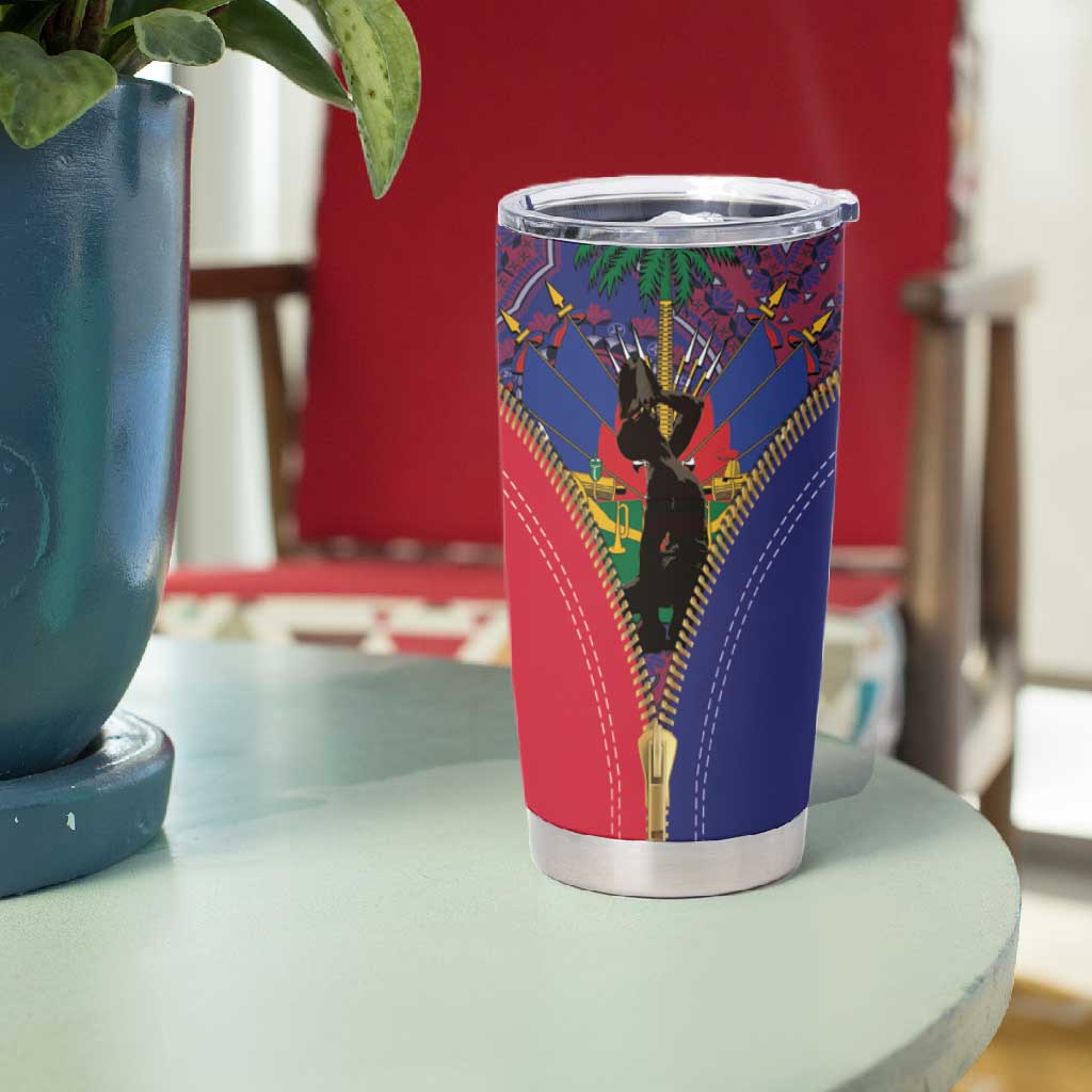Afro Haiti Heritage Month Tumbler Cup Zipper Stylized