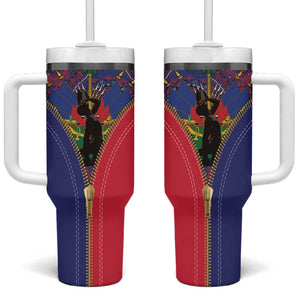 Afro Haiti Heritage Month Tumbler With Handle Zipper Stylized