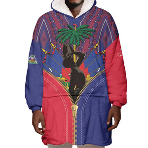 Afro Haiti Heritage Month Wearable Blanket Hoodie Zipper Stylized