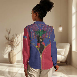 Afro Haiti Heritage Month Women Casual Shirt Zipper Stylized