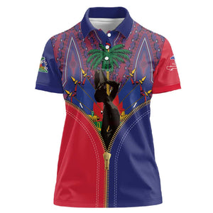 Afro Haiti Heritage Month Women Polo Shirt Zipper Stylized
