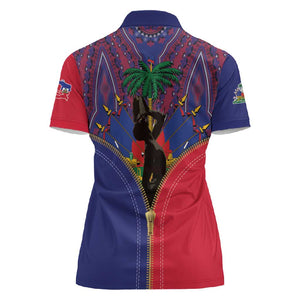 Afro Haiti Heritage Month Women Polo Shirt Zipper Stylized