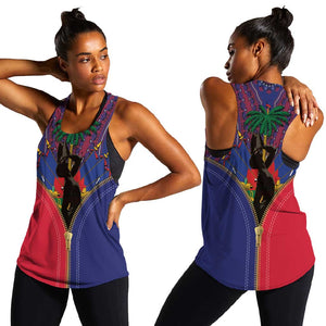 Afro Haiti Heritage Month Women Racerback Tank Zipper Stylized