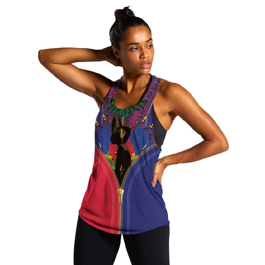 Afro Haiti Heritage Month Women Racerback Tank Zipper Stylized