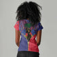 Afro Haiti Heritage Month Women V-Neck T-Shirt Zipper Stylized