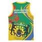 Gabon Independence Day Basketball Jersey Gabonaise Flamboyant African Pattern - African Pride