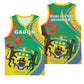 Gabon Independence Day Basketball Jersey Gabonaise Flamboyant African Pattern - African Pride