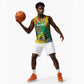 Gabon Independence Day Basketball Jersey Gabonaise Flamboyant African Pattern - African Pride