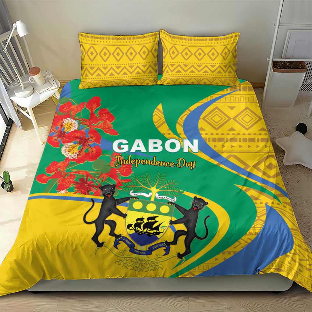 Gabon Independence Day Bedding Set Gabonaise Flamboyant African Pattern