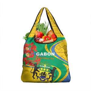 Gabon Independence Day Grocery Bag Gabonaise Flamboyant African Pattern