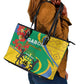 Gabon Independence Day Leather Tote Bag Gabonaise Flamboyant African Pattern