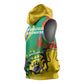 Gabon Independence Day Sleeveless Hoodie Gabonaise Flamboyant African Pattern - African Pride