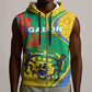 Gabon Independence Day Sleeveless Zip Hoodie Gabonaise Flamboyant African Pattern - African Pride