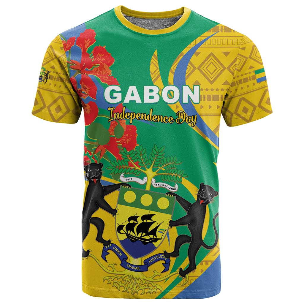 Gabon Independence Day T shirt Gabonaise Flamboyant African Pattern
