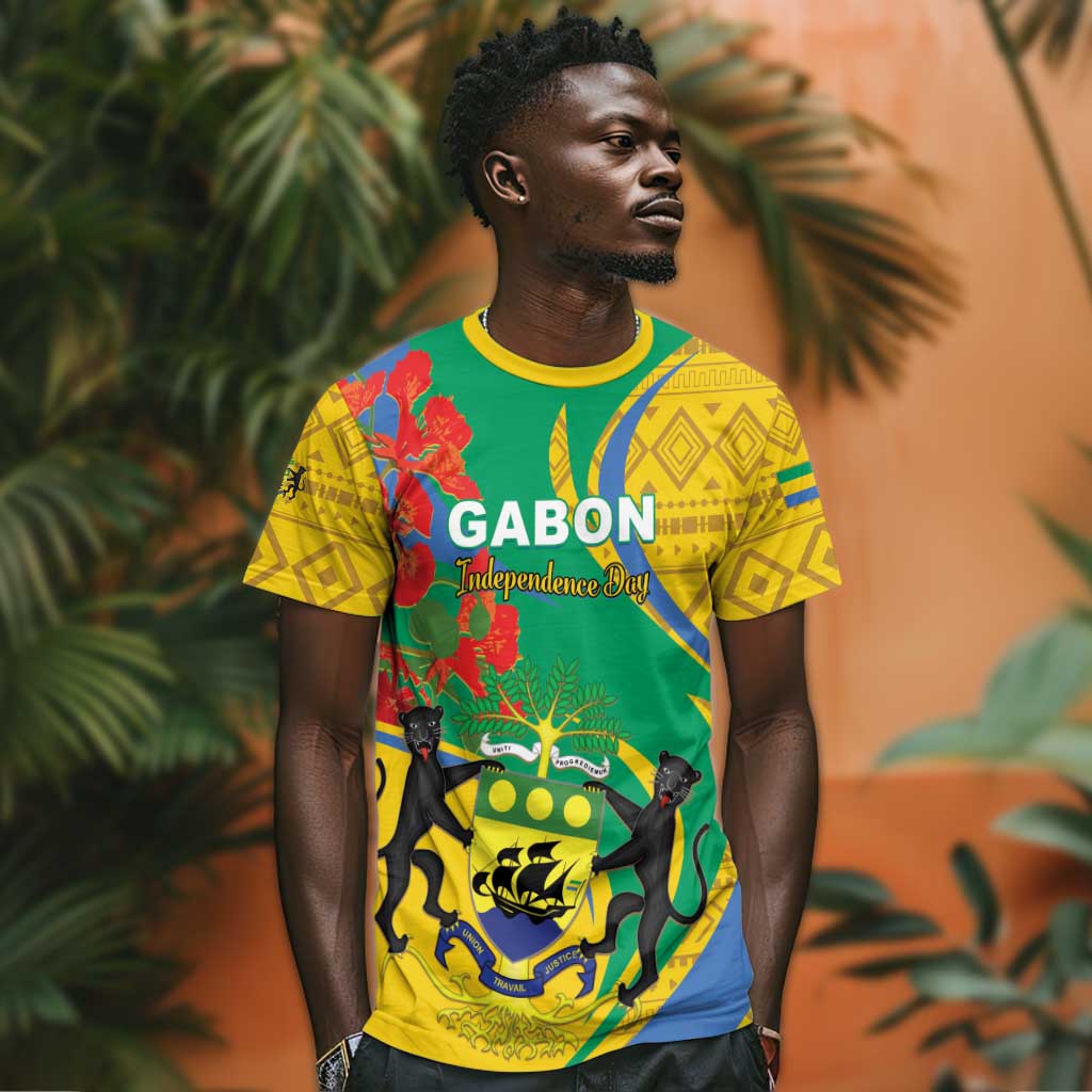 Gabon Independence Day T shirt Gabonaise Flamboyant African Pattern