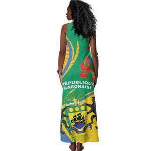 Gabon Independence Day Tank Maxi Dress Gabonaise Flamboyant African Pattern