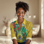 Gabon Independence Day Women Casual Shirt Gabonaise Flamboyant African Pattern LT01