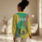 Gabon Independence Day Women Casual Shirt Gabonaise Flamboyant African Pattern LT01