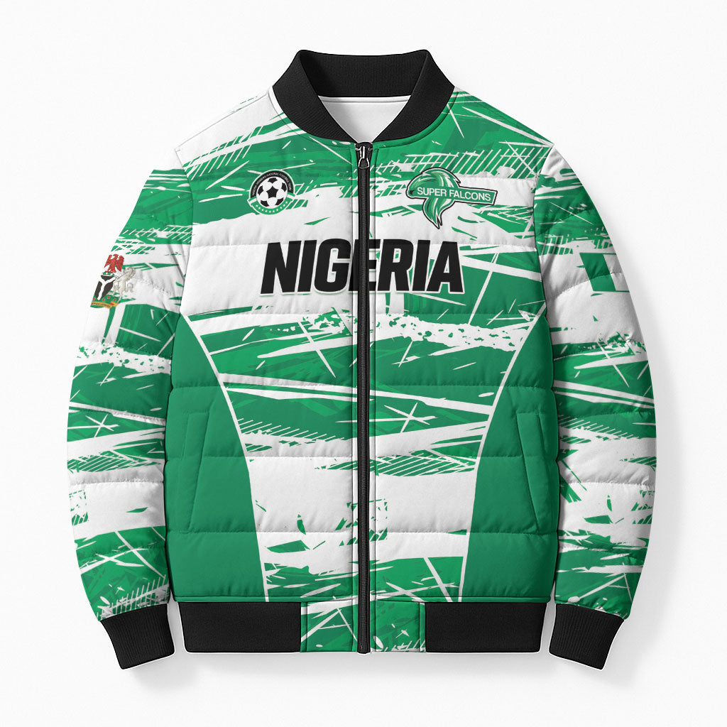 Custom Nigeria 2026 Football Bomber Puffer Jacket Go Super Falcons