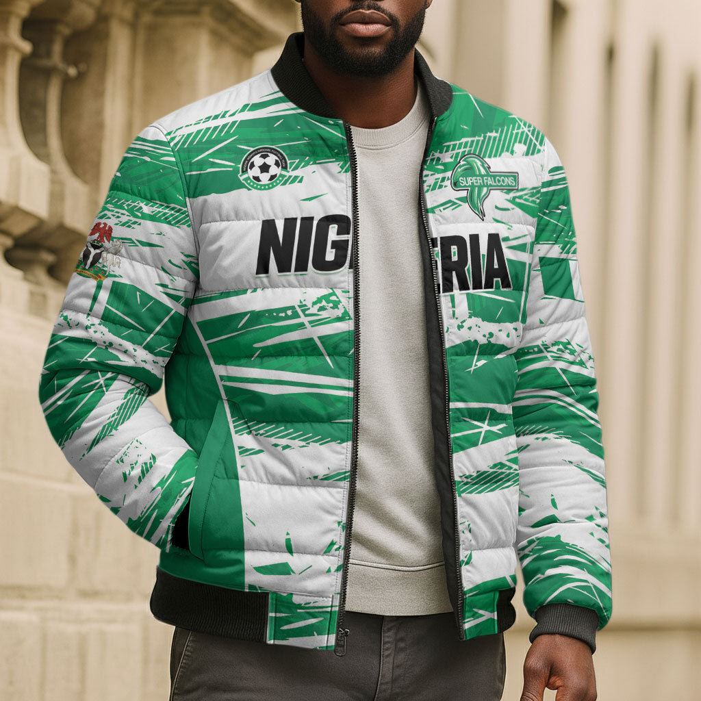Custom Nigeria 2026 Football Bomber Puffer Jacket Go Super Falcons