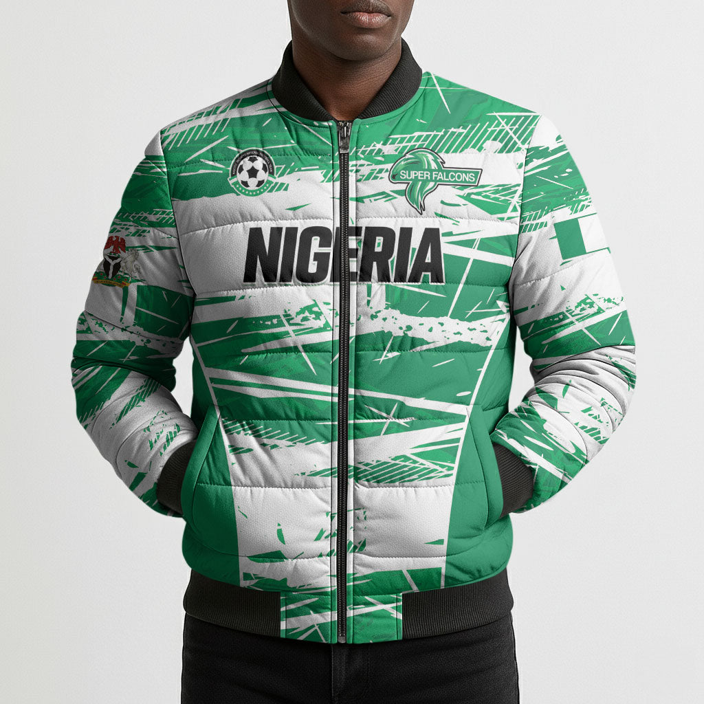 Custom Nigeria 2026 Football Bomber Puffer Jacket Go Super Falcons