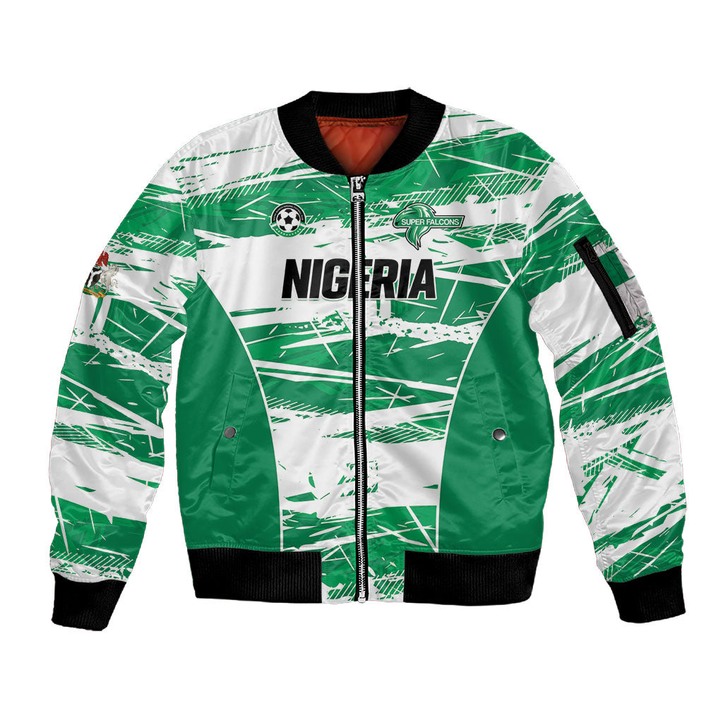Custom Nigeria 2026 Football Sleeve Zip Bomber Jacket Go Super Falcons