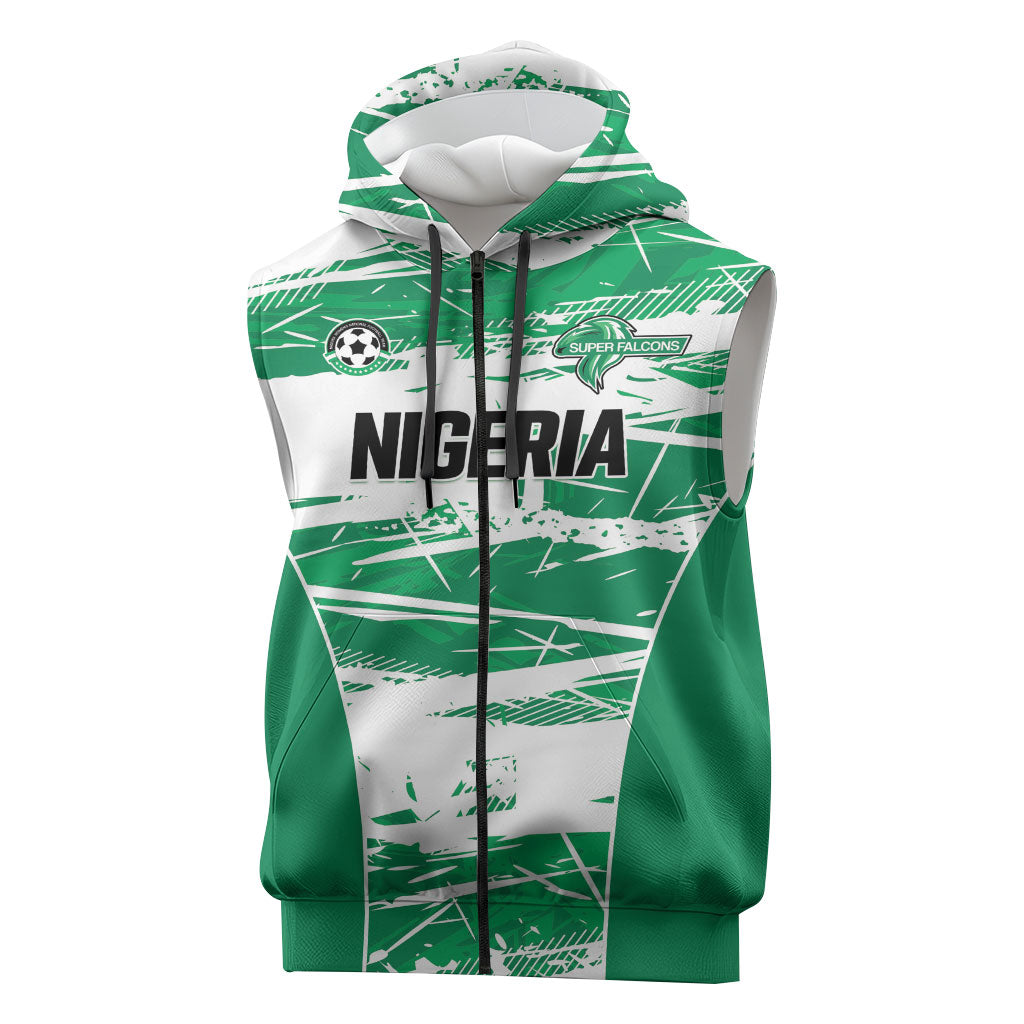 Custom Nigeria 2026 Football Sleeveless Zip Hoodie Go Super Falcons