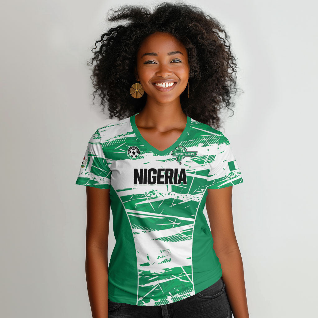 Custom Nigeria 2026 Football Women V-Neck T-Shirt Go Super Falcons