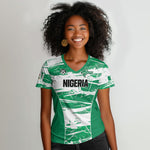 Custom Nigeria 2026 Football Women V-Neck T-Shirt Go Super Falcons