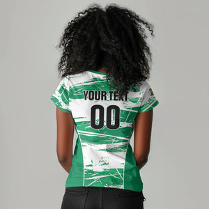 Custom Nigeria 2026 Football Women V-Neck T-Shirt Go Super Falcons