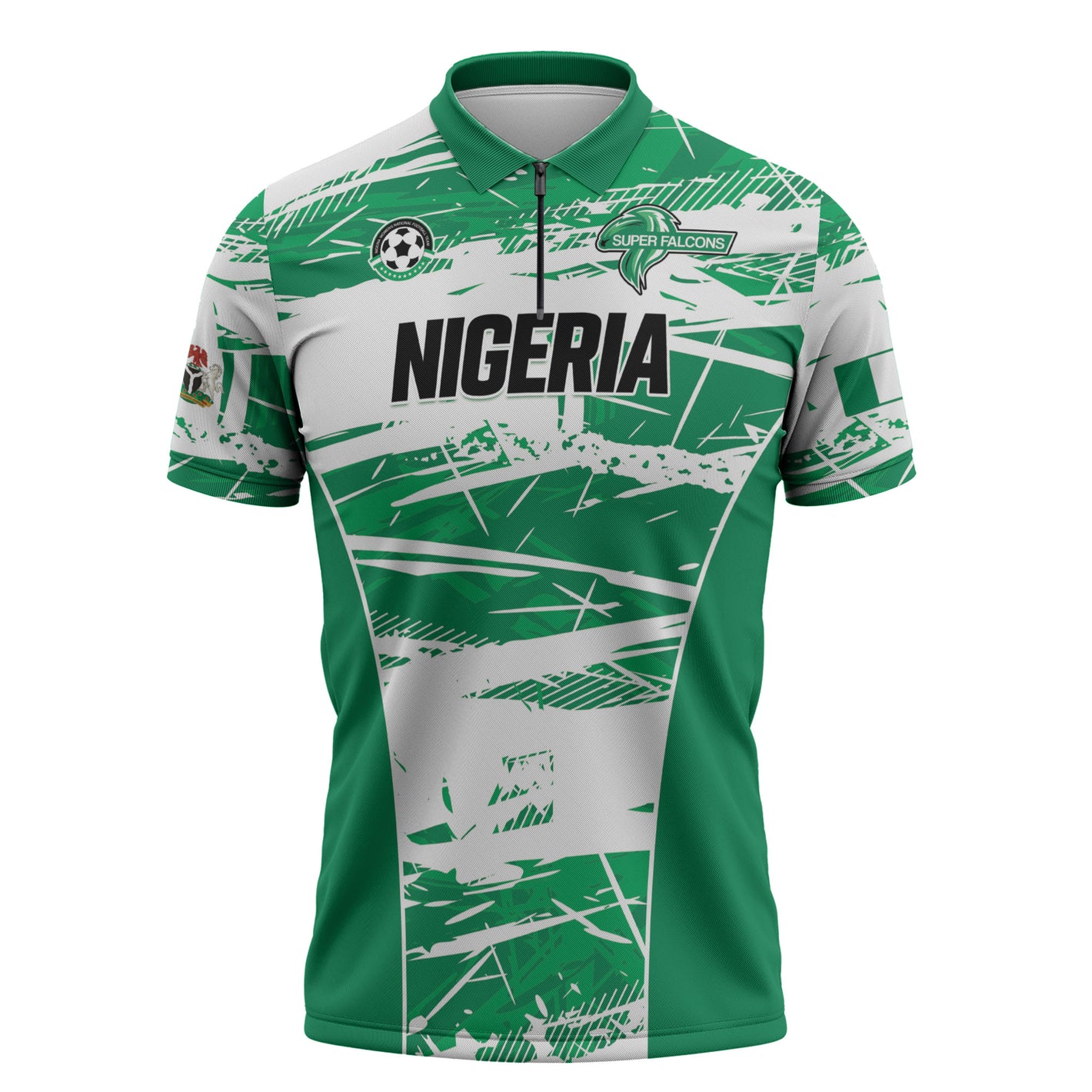 Custom Nigeria 2026 Football Zipper Polo Shirt Go Super Falcons