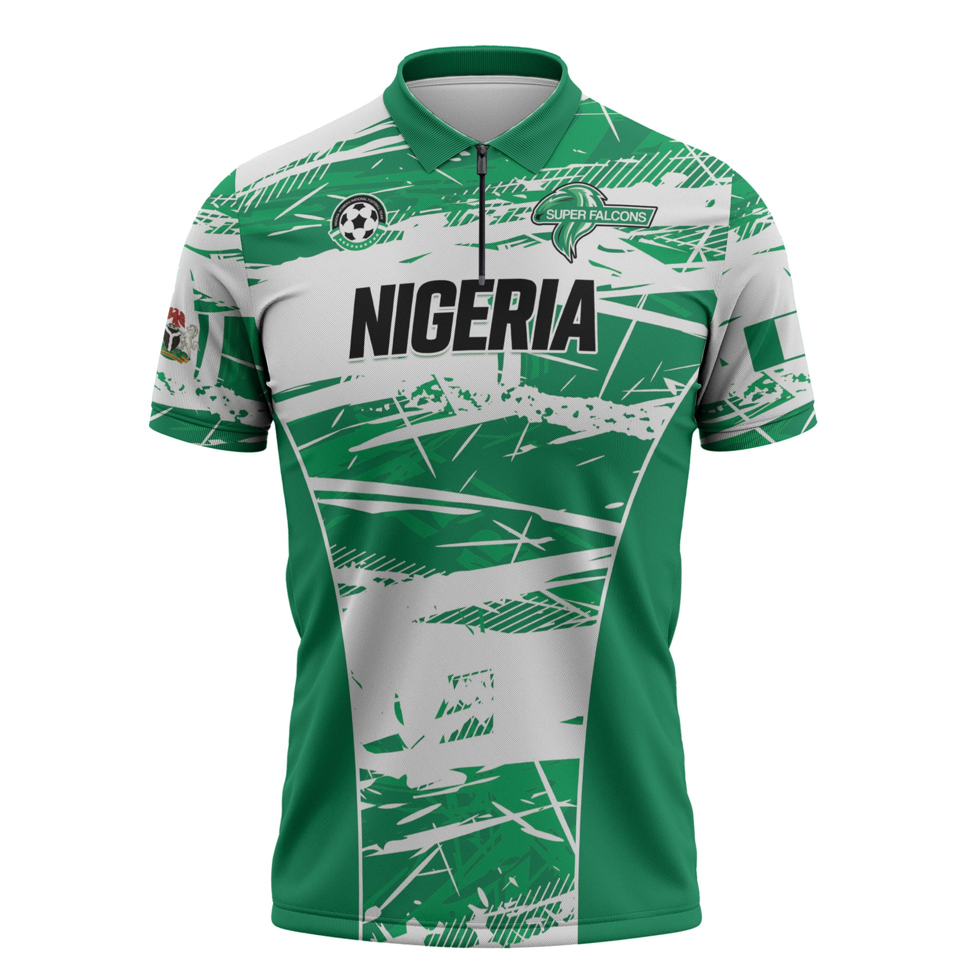 Custom Nigeria 2026 Football Zipper Polo Shirt Go Super Falcons